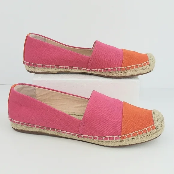 J. Crew Pink Orange Canvas Espadrille Flats 7 - Picture 10 of 12
